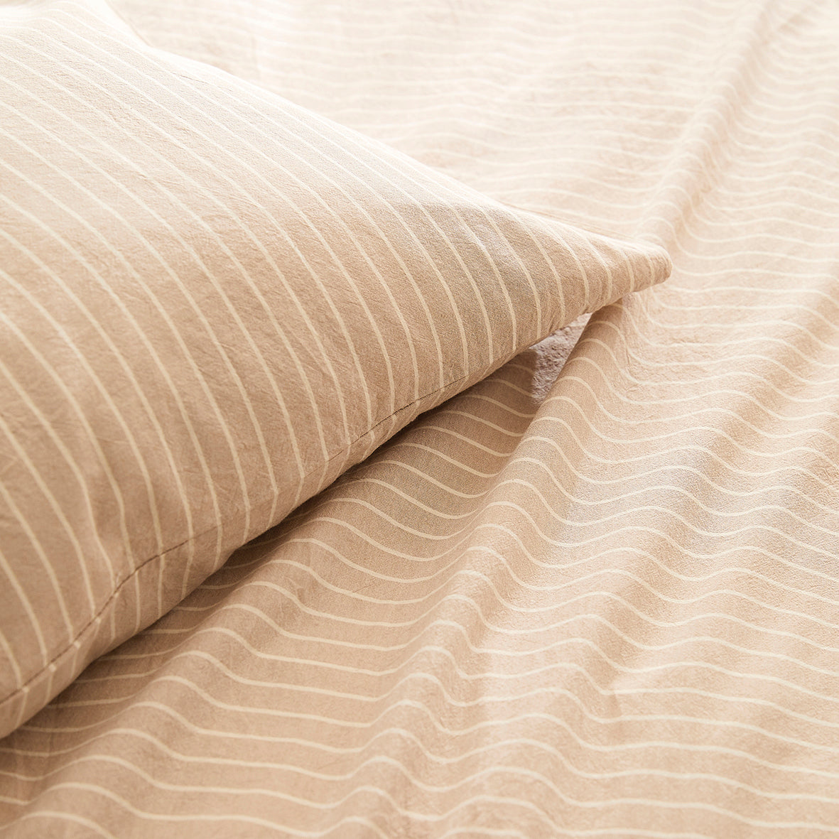 Duvet cover + pillowcase cotton yarn dyed - Helena Taupe