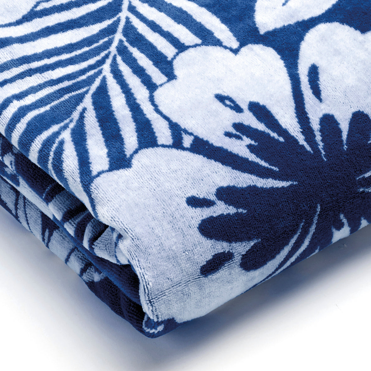 Beach towel Hibiscus Dark blue - 90 x 180 cm