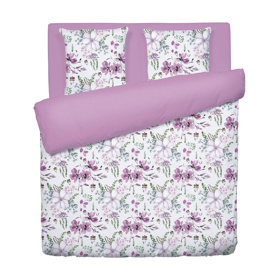 Duvet cover + pillowcase(s) cotton satin - Dahlia Purple