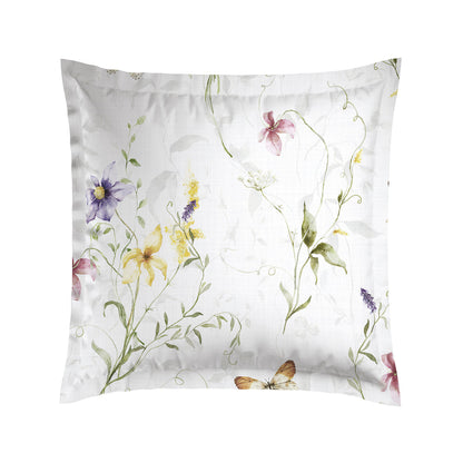 Pillowcase(s) cotton satin - Prairie de fleurs sauvages White / Purple