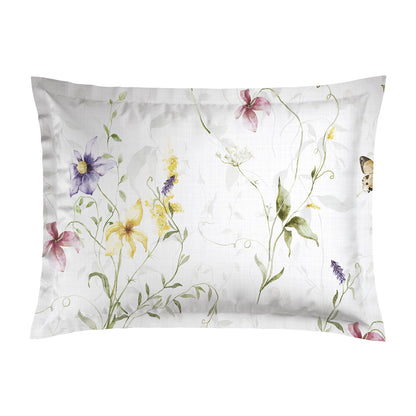 Pillowcase(s) cotton satin - Prairie de fleurs sauvages White / Purple