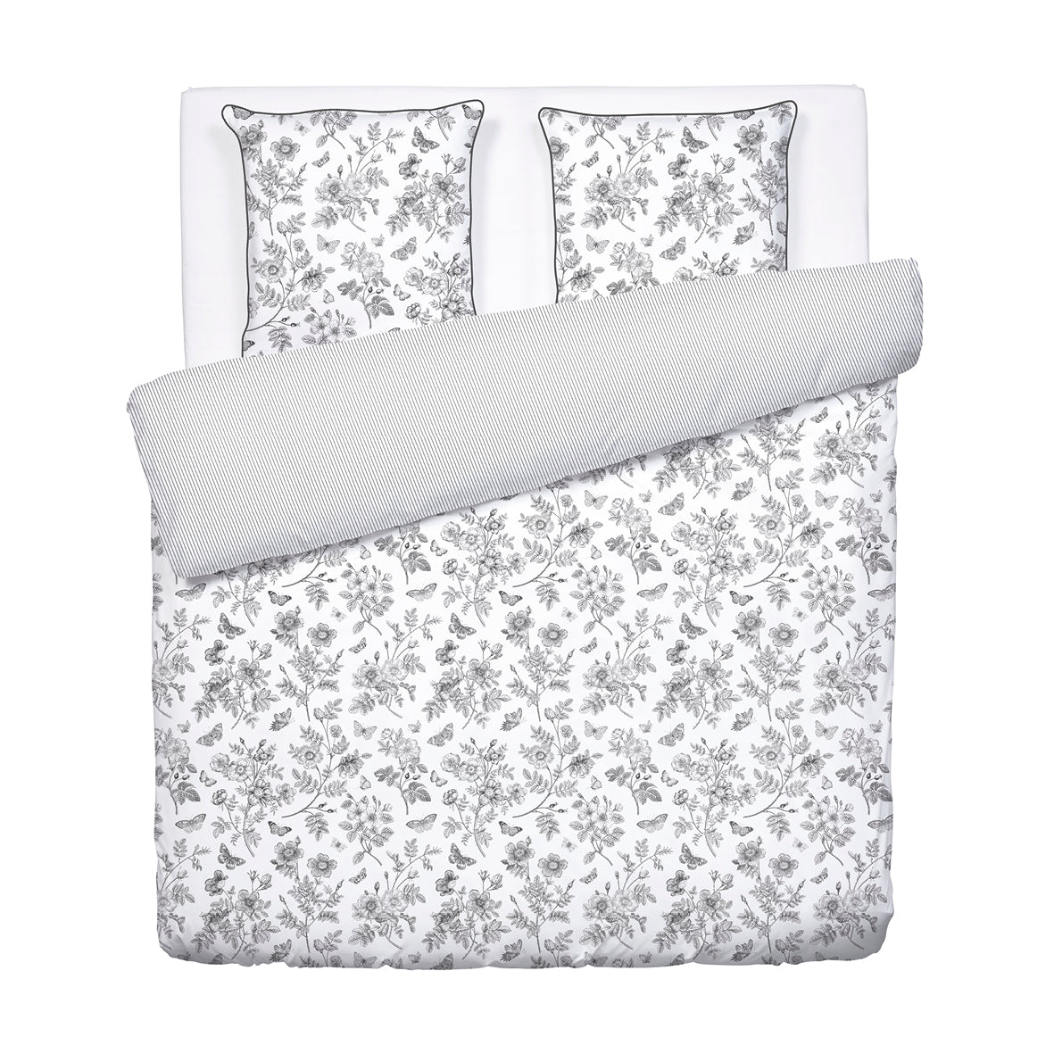 Duvet cover + pillowcase(s) cotton satin - Envolée de papillons White