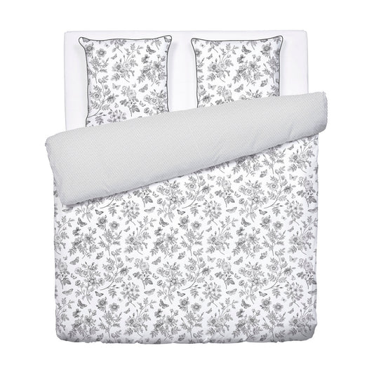 Duvet cover + pillowcase(s) cotton satin - Envolée de papillons White