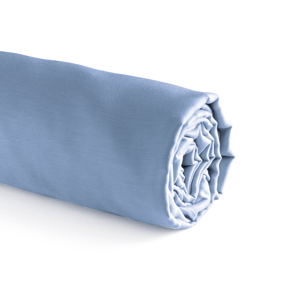 Fitted sheet linen / cotton - Uni Light blue Roses Bleu clair