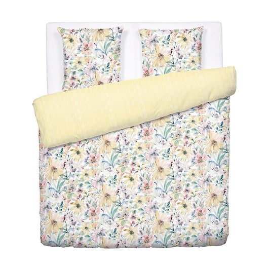 Duvet cover + pillowcase(s) cotton satin - Douceur florale Yellow