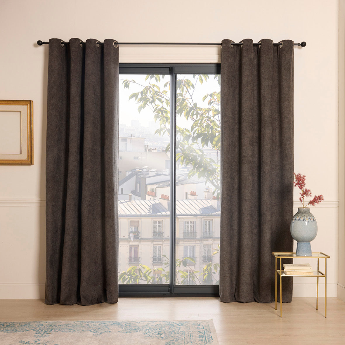 Blackout eyelet curtain - Casablanca Dark grey