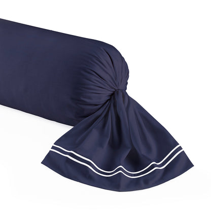 Pillowcase(s) cotton satin - La Rochelle White / Dark blue