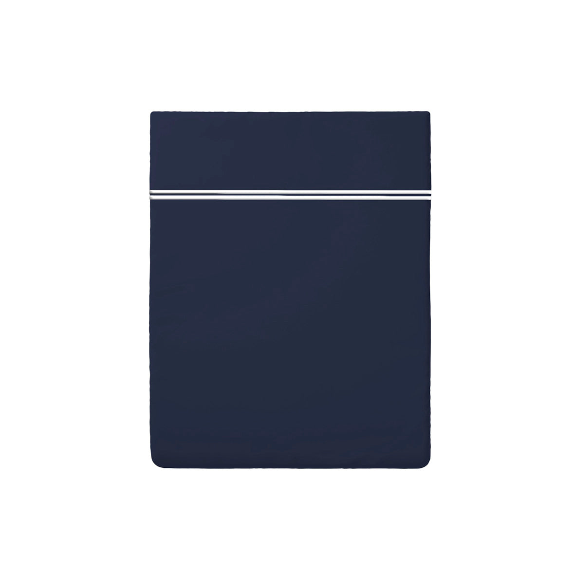 Flat sheet cotton satin - La Rochelle White / Dark blue