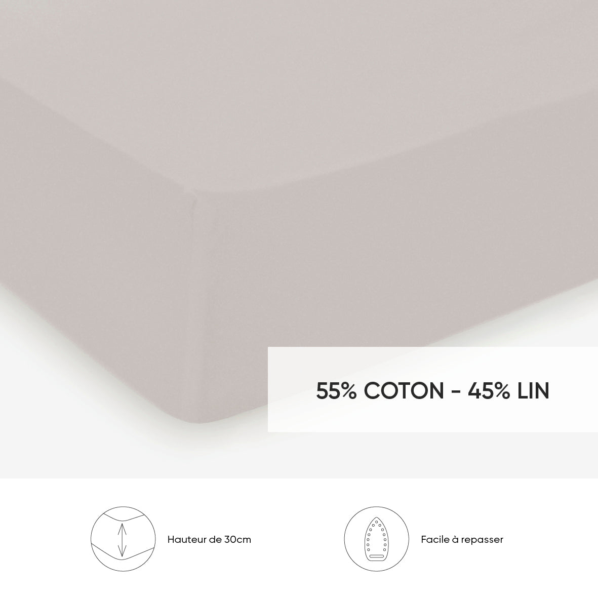 Fitted sheet linen / cotton - Uni Taupe