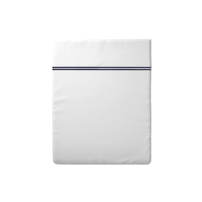 Drap plat satin de coton - La Rochelle Bleu foncé / Blanc