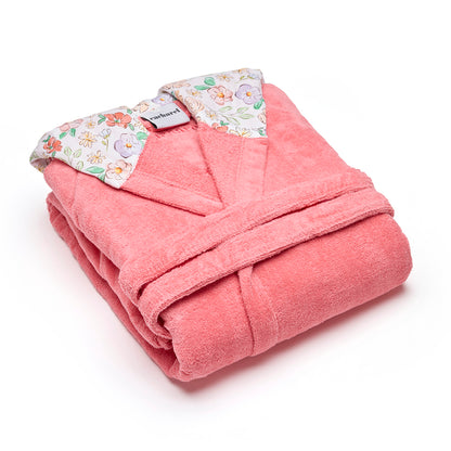 Hooded bathrobe - Meadow Hibiscus Pink