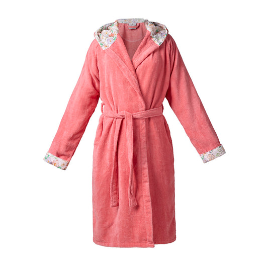 Hooded bathrobe - Meadow Hibiscus Pink