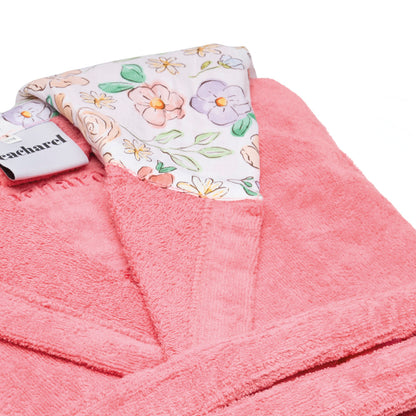 Hooded bathrobe - Meadow Hibiscus Pink