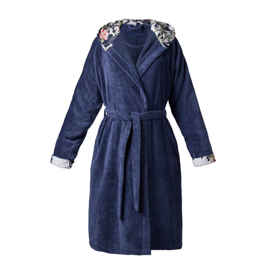 Hooded bathrobe - Bouquet de nuit Navy blue