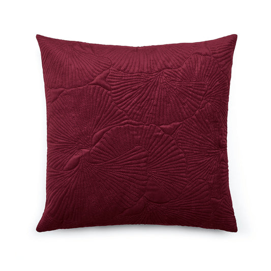 Housse de coussin - fleur ciselé  Bordeaux