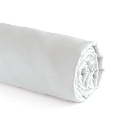 Fitted sheet linen / cotton - Uni White Roses Blanche