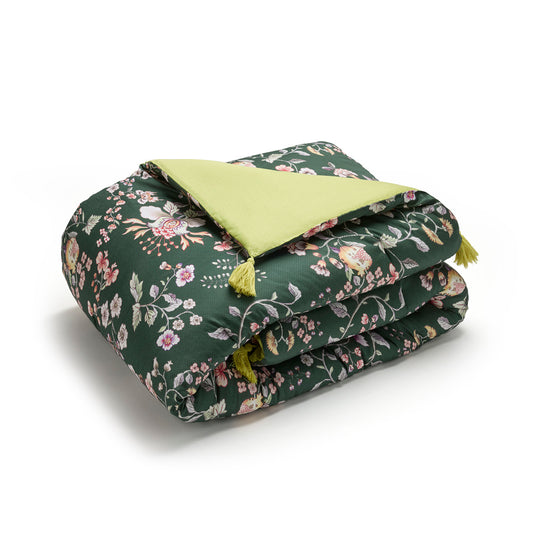 Quilt with tassels Jardin secret Green - 140 x 200 cm