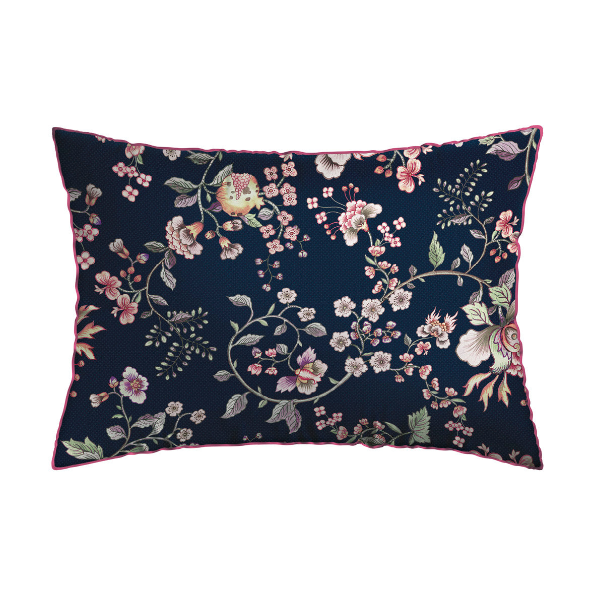 Pillowcase(s) cotton satin - Jardin secret Dark blue / Pink