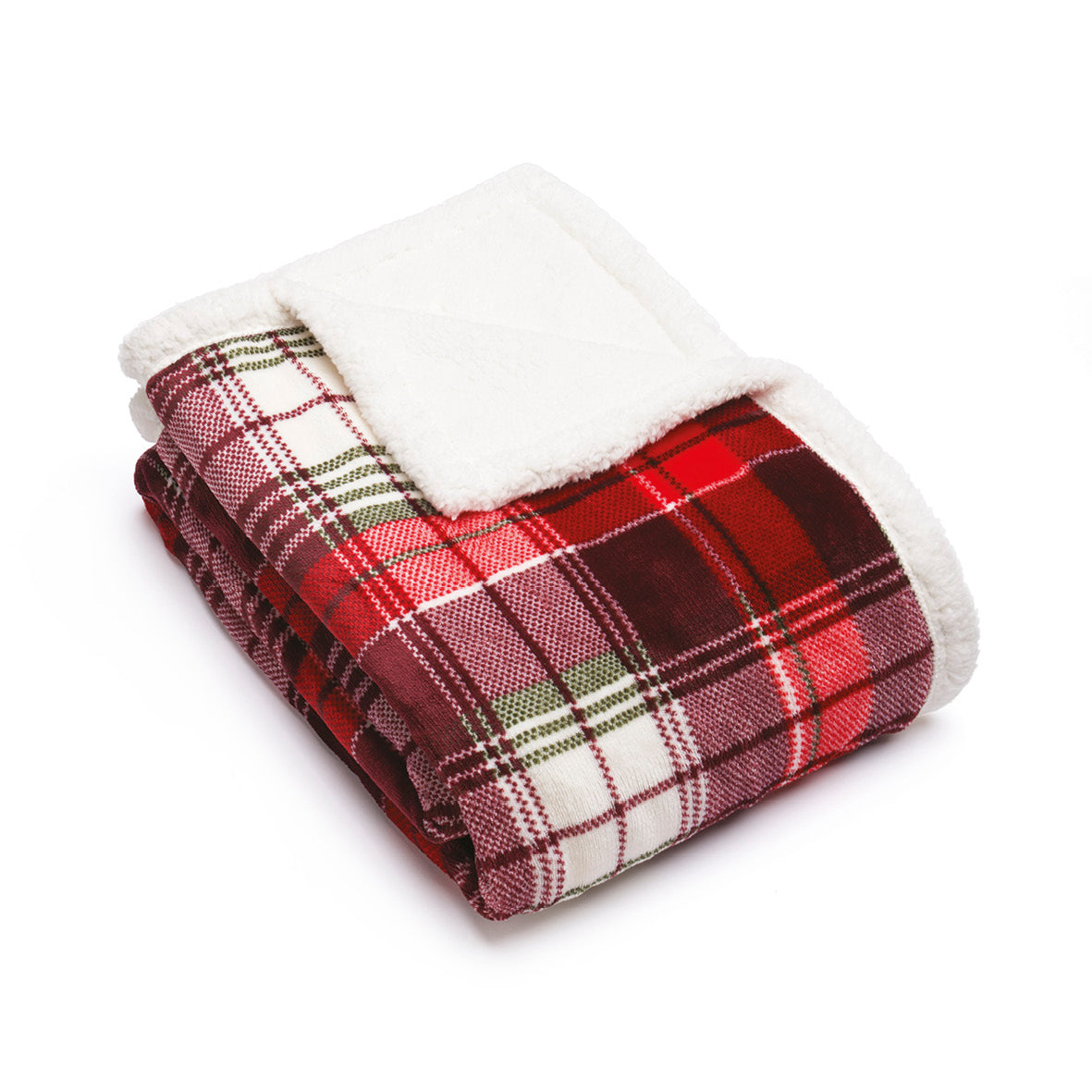 Sherpa plaid Tartan Red / White - 130 x 180 cm