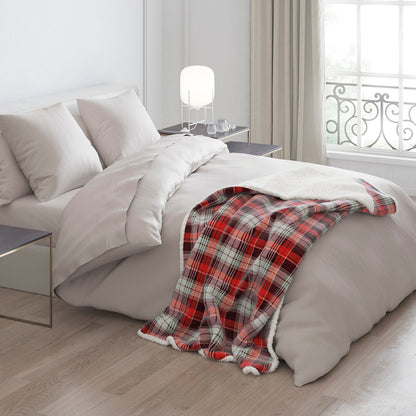 Sherpa plaid Tartan Red / White - 130 x 180 cm