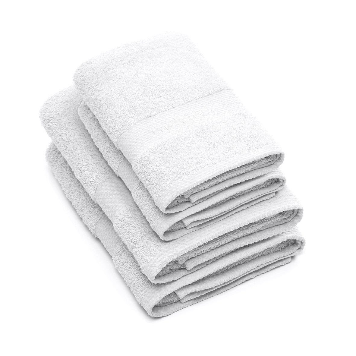 Set of 2 hand towels + 2 bath towels - 50 x 100 cm + 70 x 140 cm White