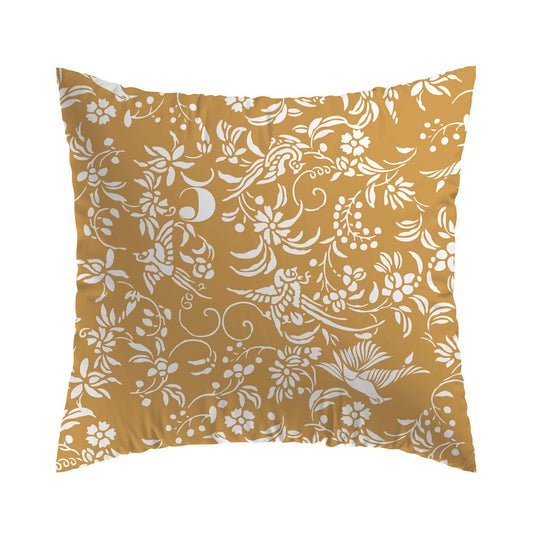 Pillowcase cotton satin - Birds Yellow