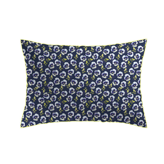 Set of 2 pillowcases cotton satin - Pansy small Dark blue 50 x 70 cm