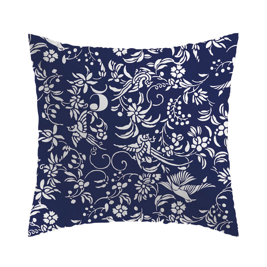 Pillowcase cotton satin - Birds Blue