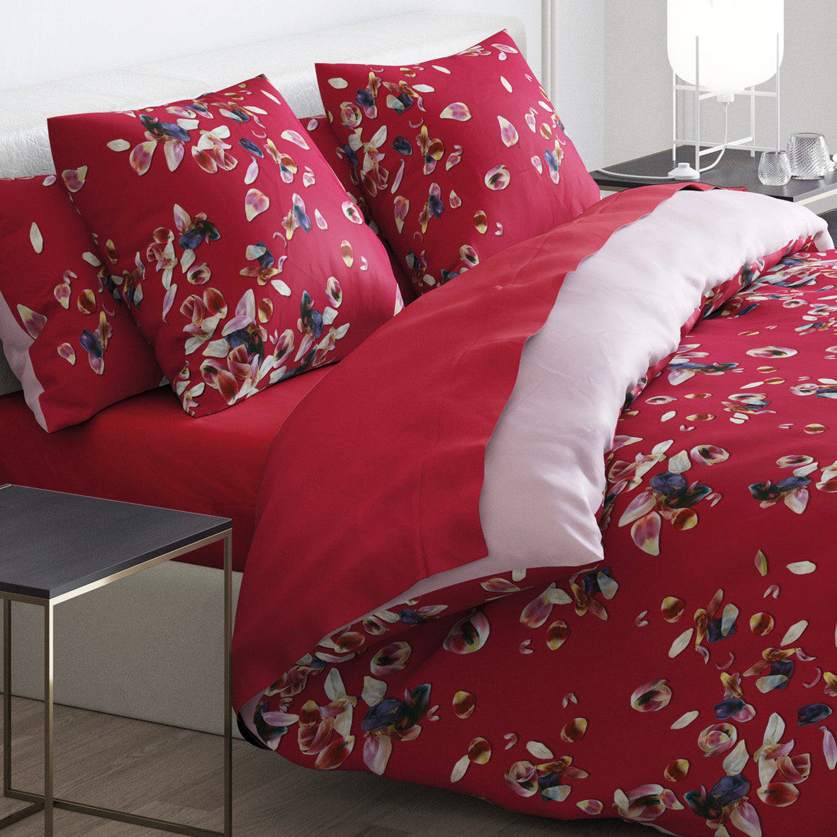 Duvet cover cotton satin - Aurore Red