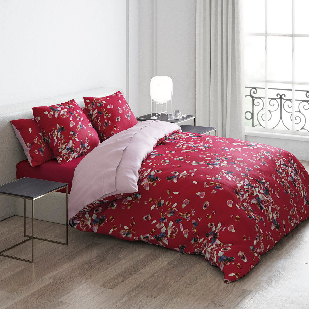 Duvet cover cotton satin - Aurore Red