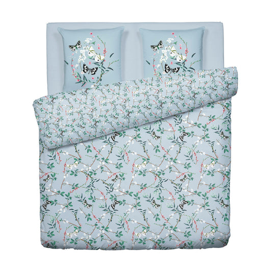 Duvet cover + pillowcase(s) cotton satin - Buddleia Teal