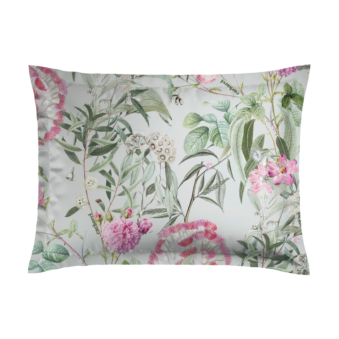 Pillowcase(s) cotton satin - Jardin de Roses Thyme Green 2 x (50 x 70 cm)