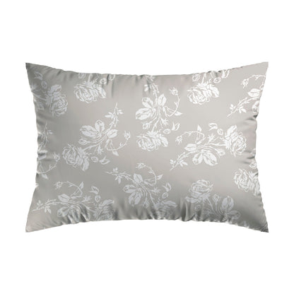 Pillowcase(s) cotton satin - Roses Taupe / White 2 x (50 x 70 cm)