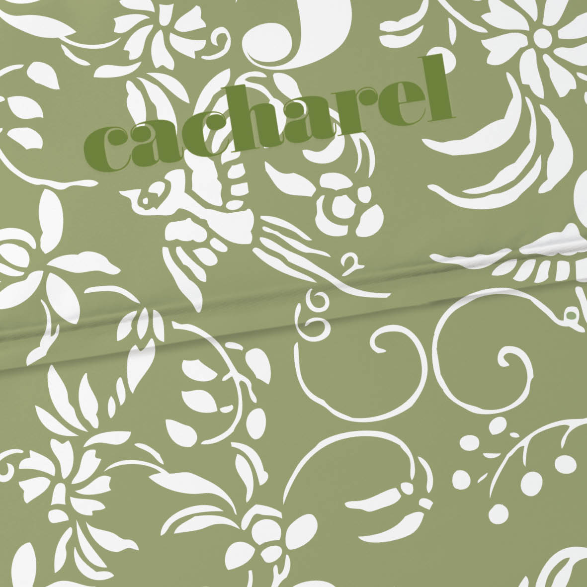 Flat sheet cotton satin - Birds Olive green