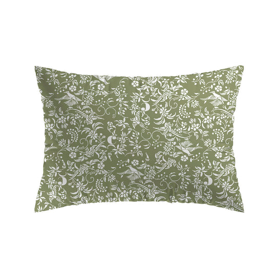 Set of 2 pillowcases cotton satin - Birds Olive green 50 x 70 cm