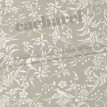 Flat sheet cotton satin - Birds Dark taupe