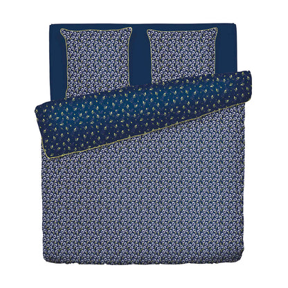 Duvet cover + pillowcase(s) cotton satin - Pansy small Dark blue