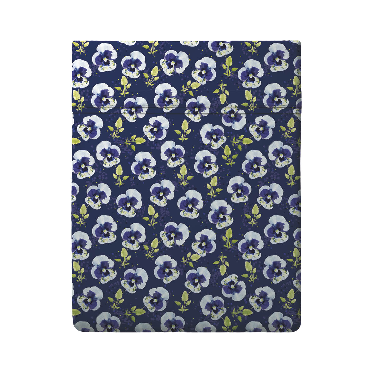 Flat sheet cotton satin - Pansy small Dark blue