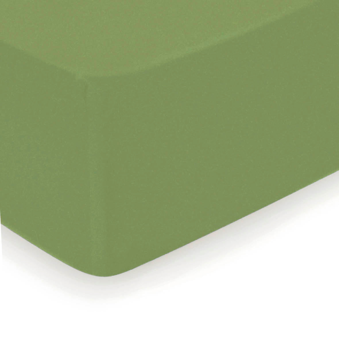 Fitted sheet cotton satin - Uni Olive green