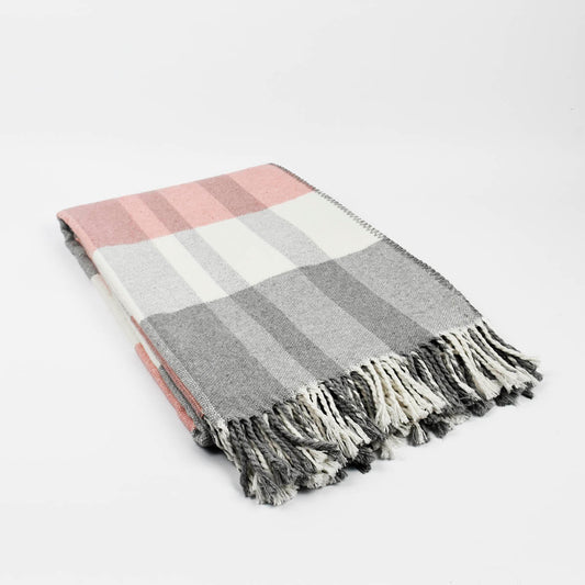 Woven plaid Tartan Pink / Grey - 130 x 170 cm