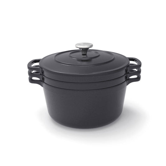 Stackable cast iron dutch oven set 4 pieces - Black