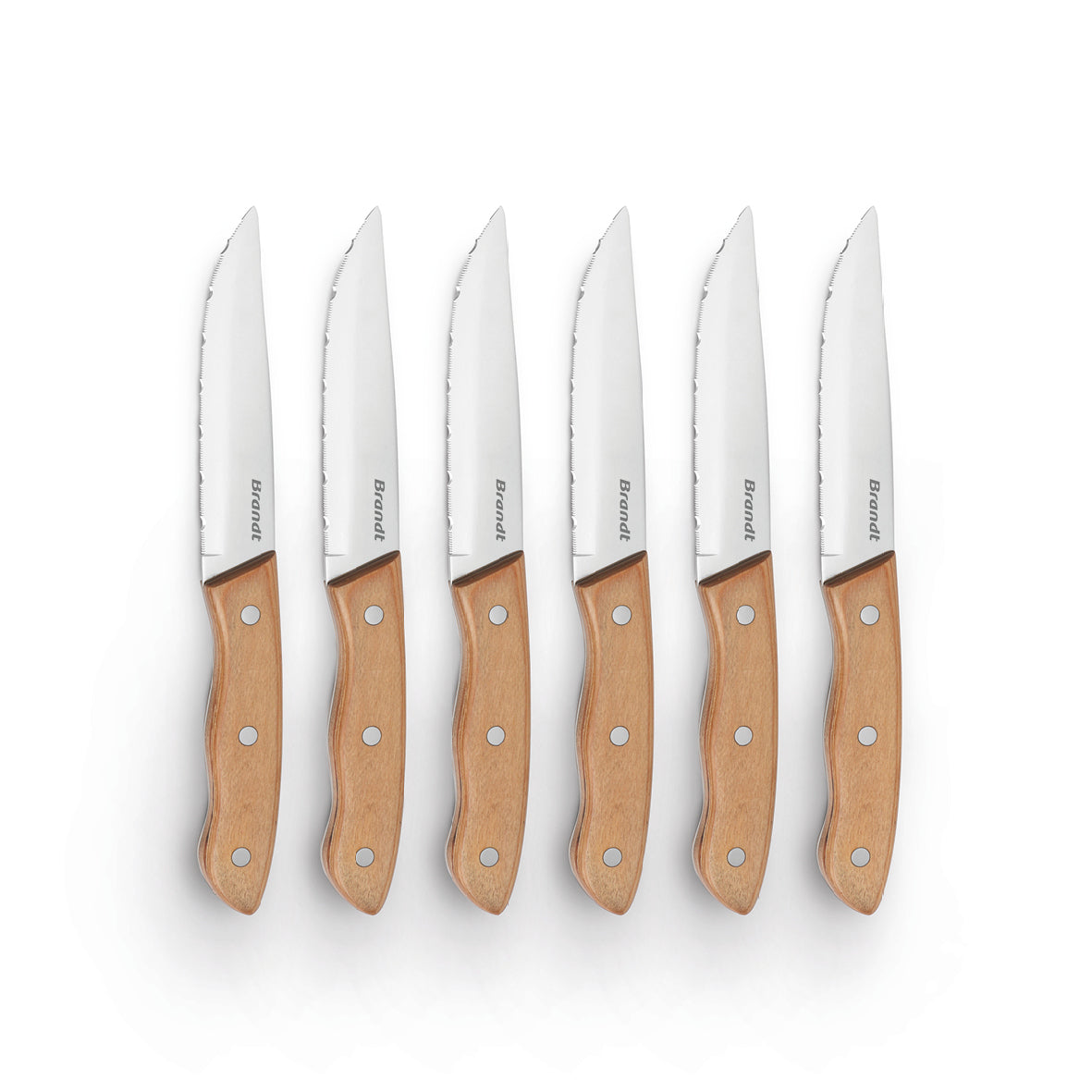 Set of 6 steak knives with pakka wood handles