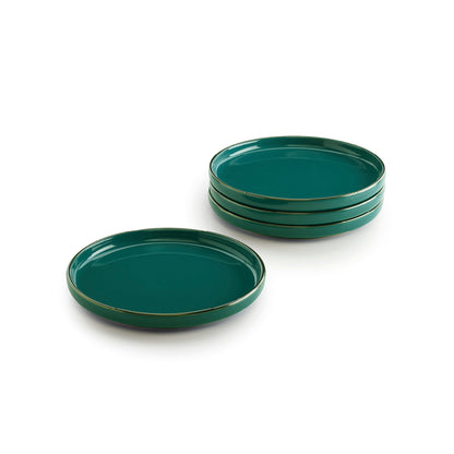 Set of 4 dessert plates embossed - Dark green