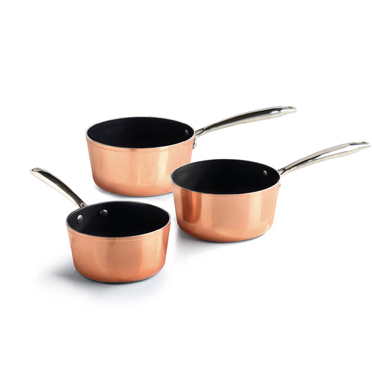 Set of 3 sauce pans 16 + 18 + 20 cm - Copper