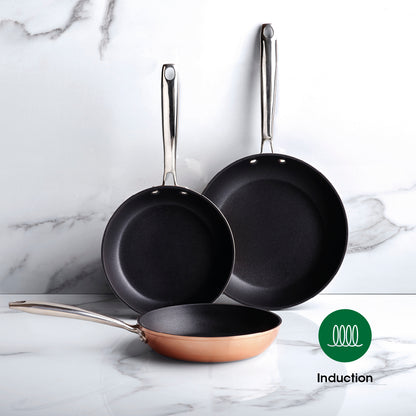 Set of 3 frypans 20 + 24 + 28 cm - Copper