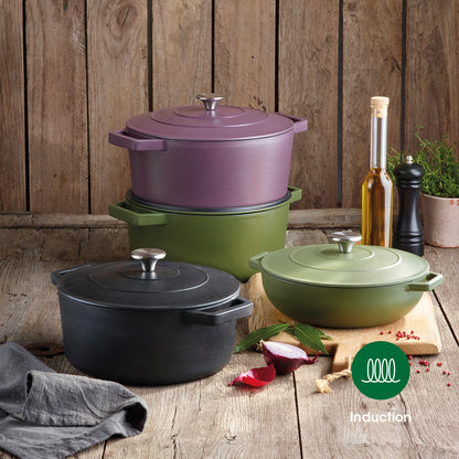 Cast iron oval casserole 30 cm - Purple