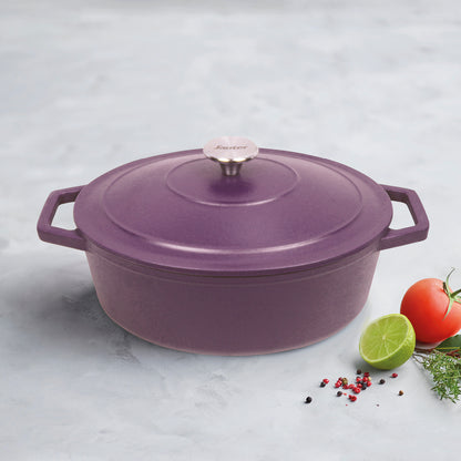 Cast iron oval casserole 30 cm - Purple