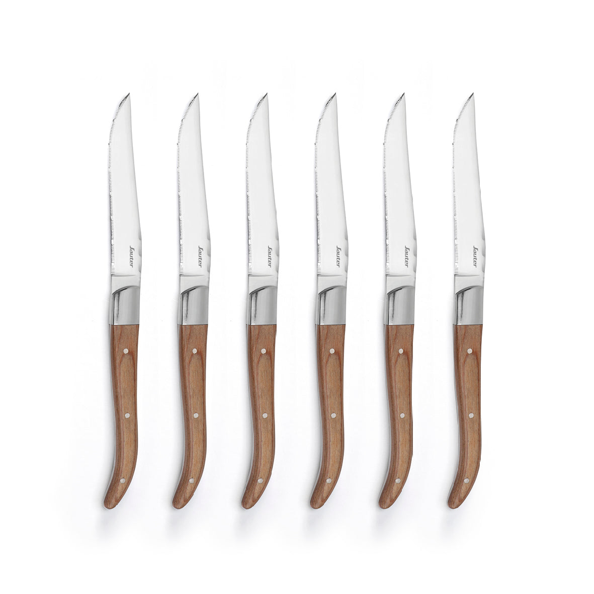 Set of 6 steak knives with pakka wood handles