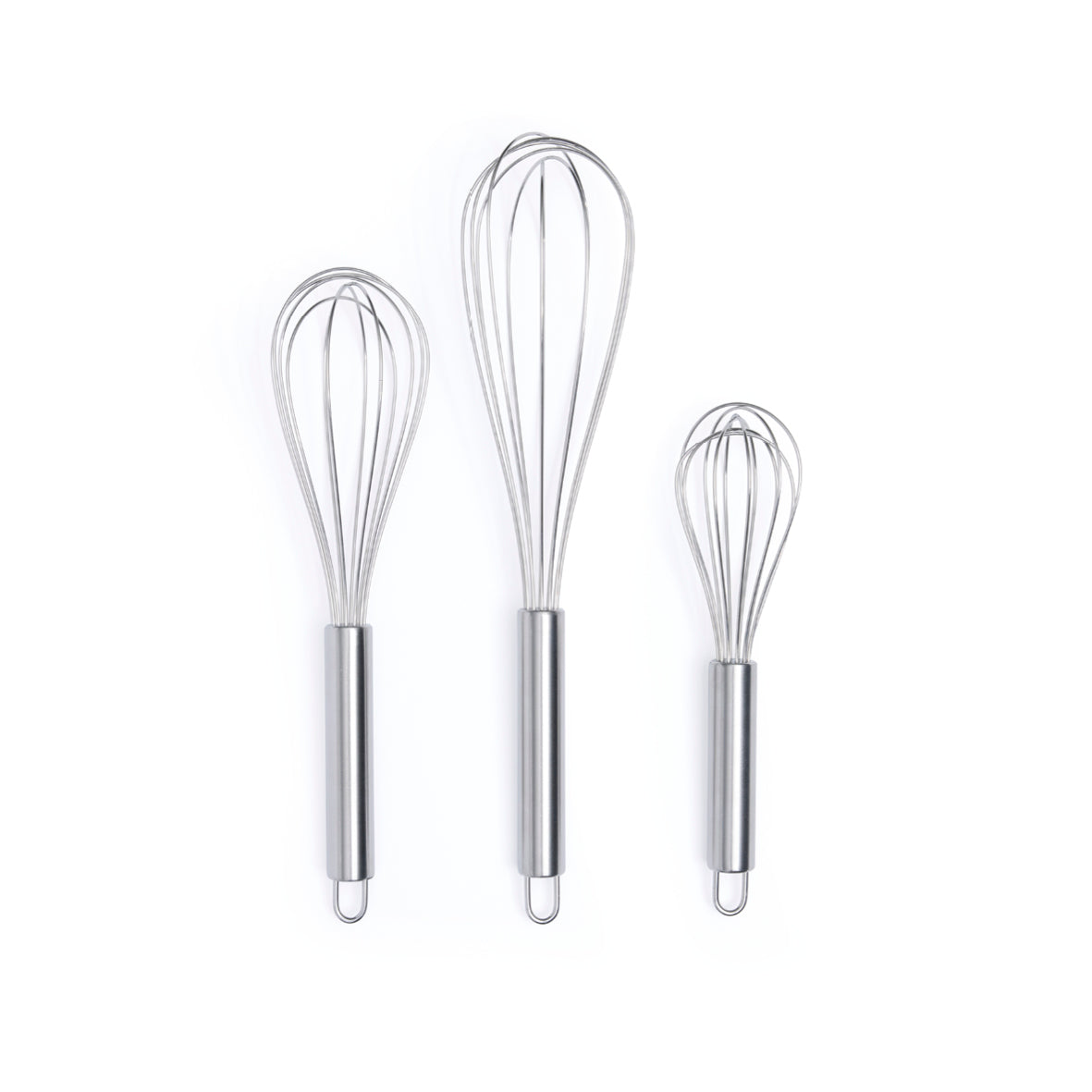 Set of 3 stainless steel whisks - Silver