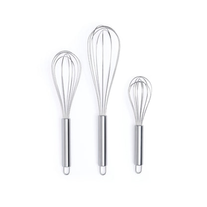 Set of 3 stainless steel whisks - Silver